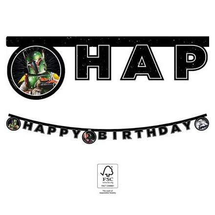 Star Wars Galaxy Happy Birthday felirat FSC 2 m - ÚJ