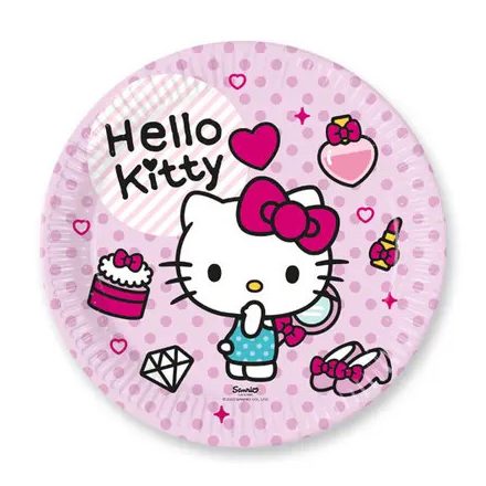 Hello Kitty Fashion papírtányér 8 db-os 23 cm FSC - ÚJ