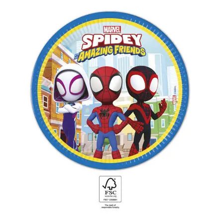 Pókember Spidey papírtányér 8 db-os 23 cm FSC - ÚJ