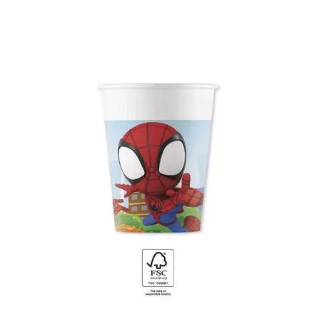 Pókember Spidey papír pohár 8 db-os 200 ml FSC - ÚJ