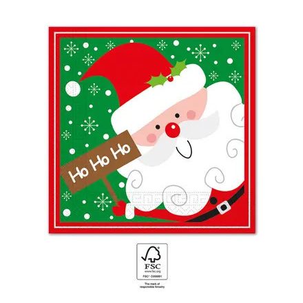 Karácsonyi Santa Claus Ho Ho Ho szalvéta 20 db-os 33x33 cm FSC - ÚJ