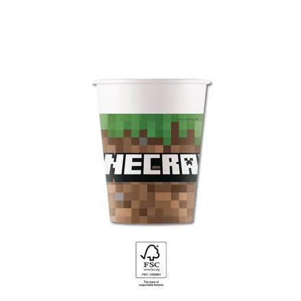 Minecraft Green papír pohár 8 db-os 200 ml FSC - ÚJ