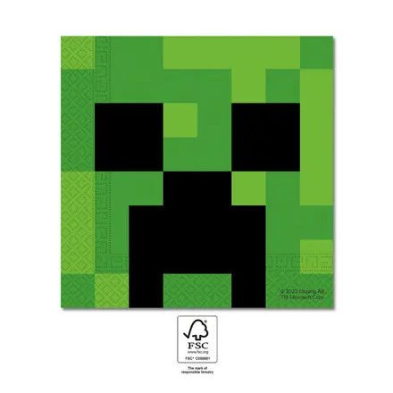 Minecraft Green szalvéta 20 db-os 33x33 cm FSC - ÚJ