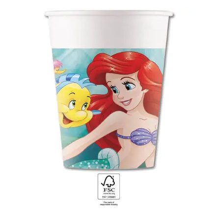 Disney Hercegnők, Ariel Curious papír pohár 8 db-os 200 ml FSC - ÚJ