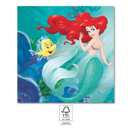 Disney Hercegnők, Ariel Curious szalvéta 20 db-os 33x33 cm FSC - ÚJ