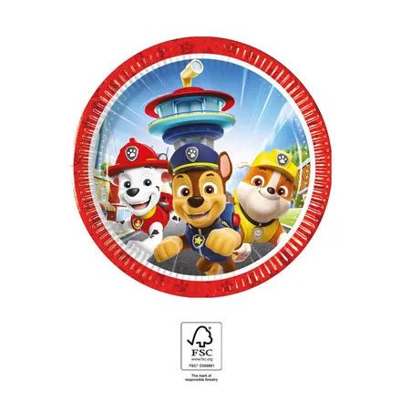 Mancs Őrjárat Rescue Heroes papírtányér 8 db-os 20 cm FSC - ÚJ