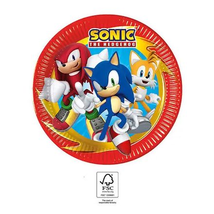 Sonic a sündisznó Sega papírtányér 8 db-os 23 cm FSC - ÚJ