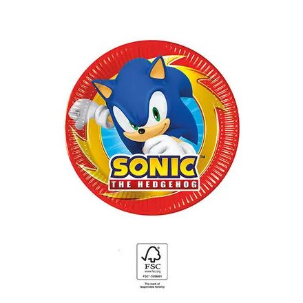 Sonic a sündisznó Sega papírtányér 8 db-os 20 cm FSC - ÚJ