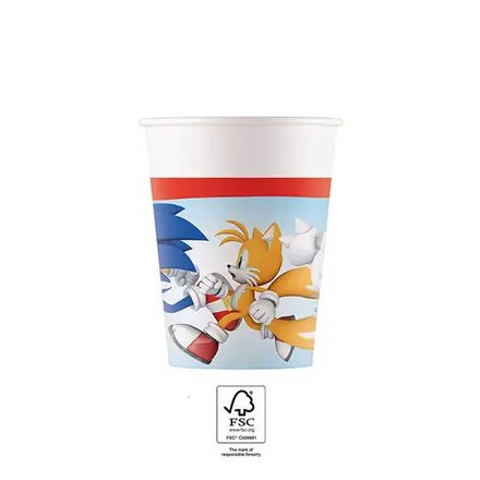 Sonic a sündisznó Sega papír pohár 8 db-os 200 ml FSC - ÚJ