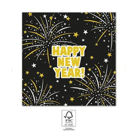 Happy New Year Flares szalvéta 20 db-os 33x33 cm - ÚJ