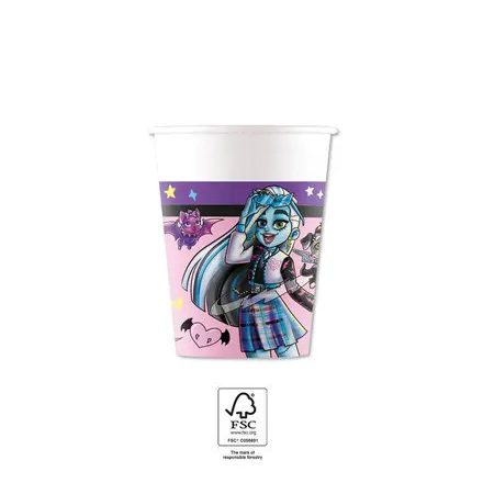 Monster High Friends papír pohár 8 db-os 200 ml FSC - ÚJ