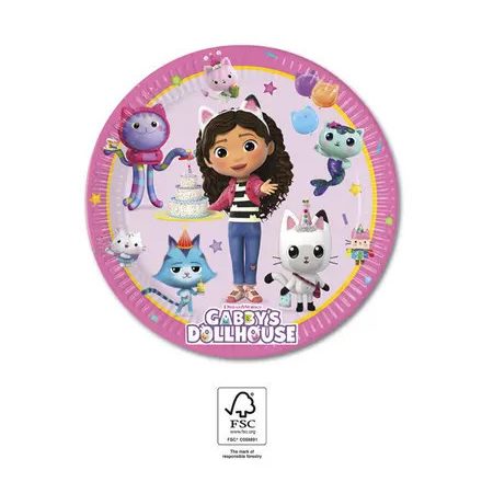 Gabi babaháza Friends papírtányér 8 db-os 20 cm FSC - ÚJ