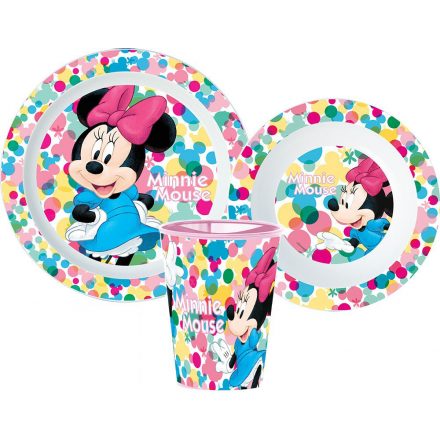 Disney Minnie étkészlet, micro műanyag szett, pohárral 260 ml