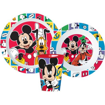 Disney Mickey Better Together étkészlet, micro műanyag szett, pohárral 260 ml - ÚJ