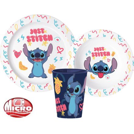 Disney Lilo és Stitch Palms étkészlet, micro műanyag szett, pohárral 260 ml - ÚJ