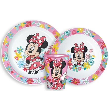 Disney Minnie Spring étkészlet, micro műanyag szett, pohárral 260 ml - ÚJ