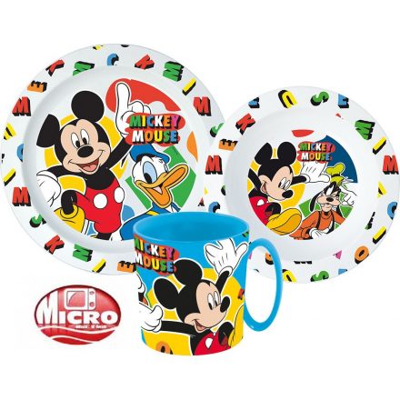 Disney Mickey étkészlet, micro műanyag szett bögrével 350 ml - ÚJ