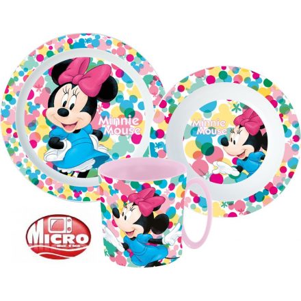 Disney Minnie étkészlet, micro műanyag szett bögrével 350 ml - ÚJ