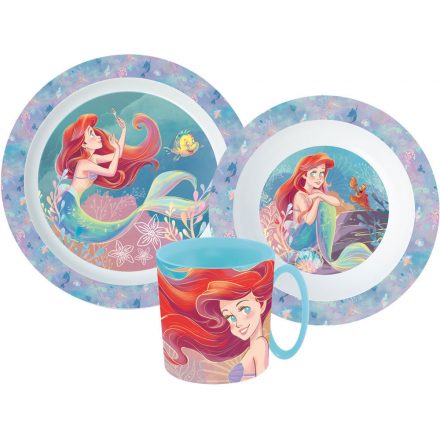 Disney Hercegnők Ariel étkészlet, micro műanyag szett bögrével 350 ml - ÚJ