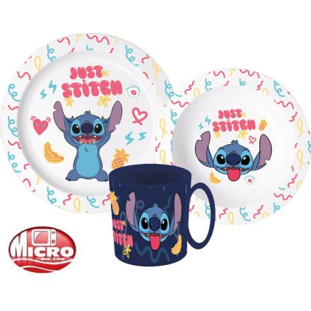 Disney Lilo és Stitch Palms étkészlet, micro műanyag szett bögrével 350 ml - ÚJ