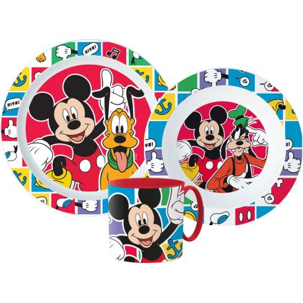 Disney Mickey Better Together étkészlet, micro műanyag szett bögrével 265 ml - ÚJ