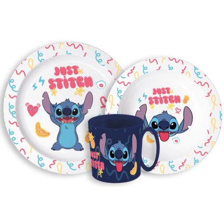 Disney Lilo és Stitch Palms étkészlet, micro műanyag szett bögrével 265 ml - ÚJ