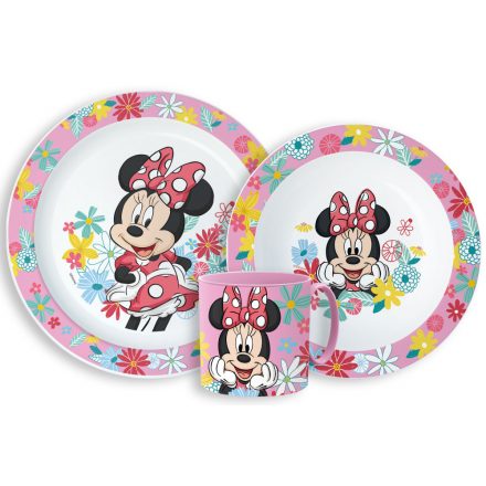 Disney Minnie Spring étkészlet, micro műanyag szett bögrével 265 ml - ÚJ