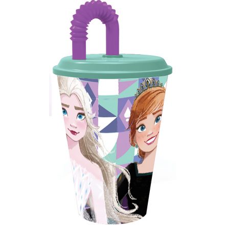 Disney Jégvarázs Ice Magic szívószálas pohár, műanyag 430 ml - ÚJ