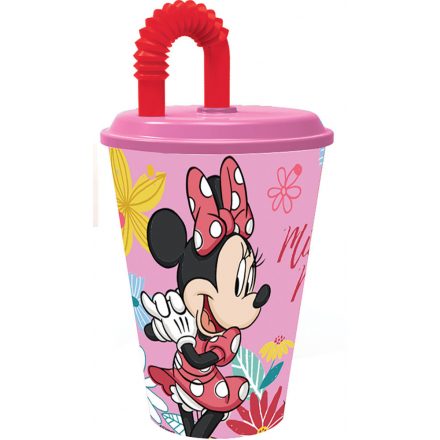 Disney Minnie Spring szívószálas pohár, műanyag 430 ml - ÚJ