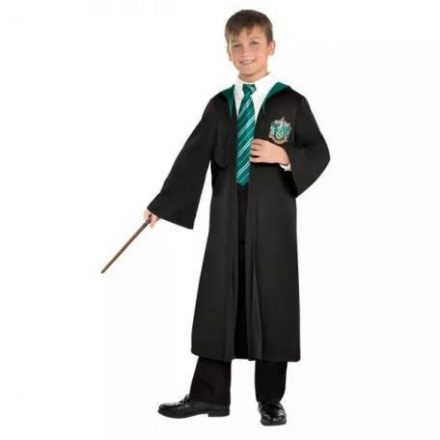 10-12 évesre Mardekár, Slytherin jelmez szett - köpeny pálcával - Harry Potter - ÚJ