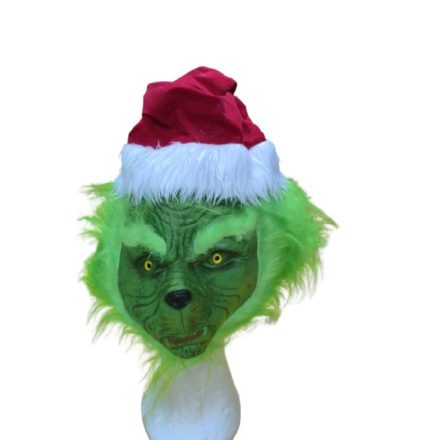 Szőrmés sapkás Grincs, Grinch gumi maszk, álarc - ÚJ