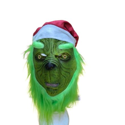 Sapkás Grincs, Grinch zöld gumi maszk, álarc - ÚJ