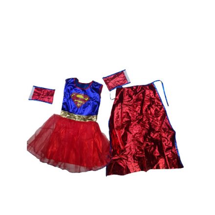 9-10 évesre Supergirl jelmezruha palásttal, csuklórátéttel (XL) - Superman - ÚJ