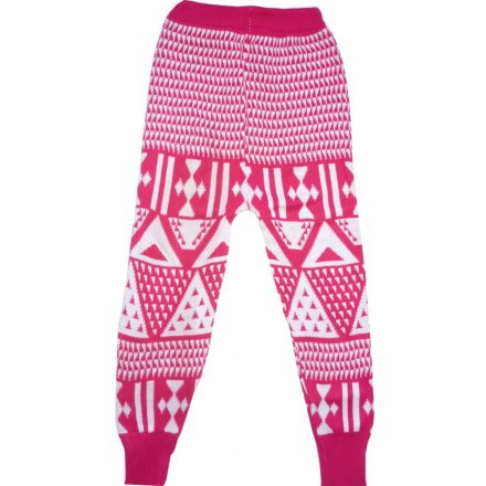 122-es rózsaszín mintás kötött leggings - ÚJ