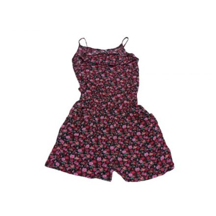 158-164-es fekete alapon piros rózsás playsuit - New Look