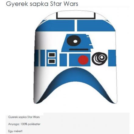 50 cm-es fejre kék-fehér sapka - Star Wars - R2-D2 - ÚJ