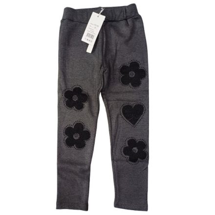 152-es szürke virágrátétes polárral bélelt leggings - F&D - ÚJ