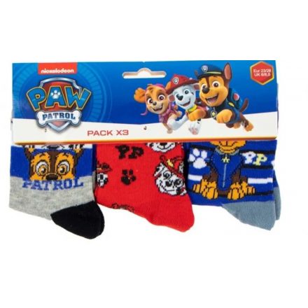 23-26-os színes mintás zoknik, 3 db egyben - Paw Patrol - ÚJ