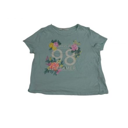 146-152-es türkiz virágos top, póló - H&M