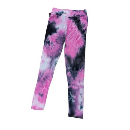 Női S-L-es fekete-pink batikolt hatású leggings - ÚJ