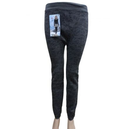 Női M-XL-es szürke virágos vastagabb leggings - Új