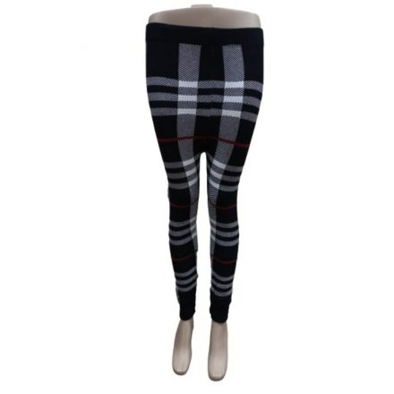 Női M-L-es fekete-fehér kockás kötött leggings - ÚJ