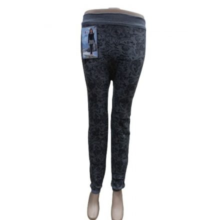 Női XXL-3XL-es szürke virágos vastagabb leggings - Új