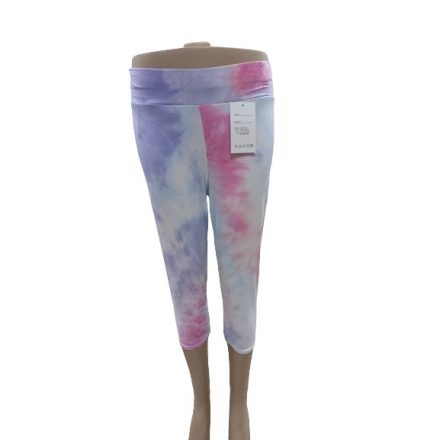 Női 3-4XL-es rózsaszín-lila batikolt hatású capri leggings - ÚJ