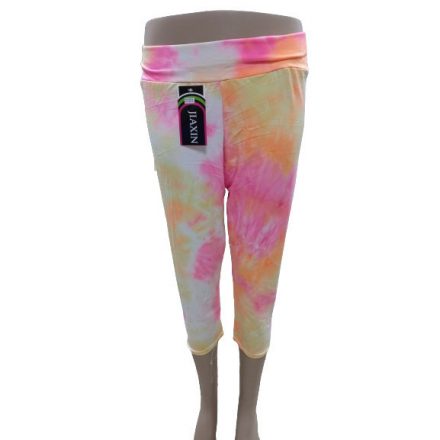 Női 3-4XL-es neonszínű batikolt hatású capri leggings - ÚJ 