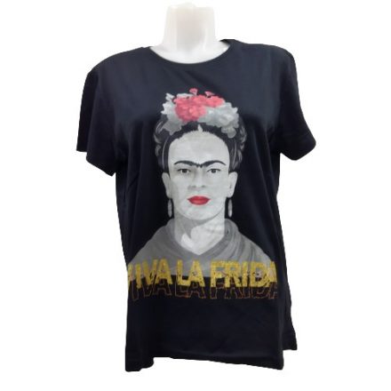 Női M-es fekete póló - Frida Kahlo - ÚJ