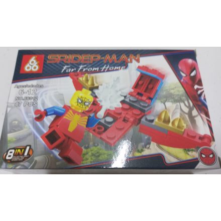 Lego-kompatibilis műanyag építőjáték, 47 db-os - Piros-sárga Pókember - Spiderman - ÚJ