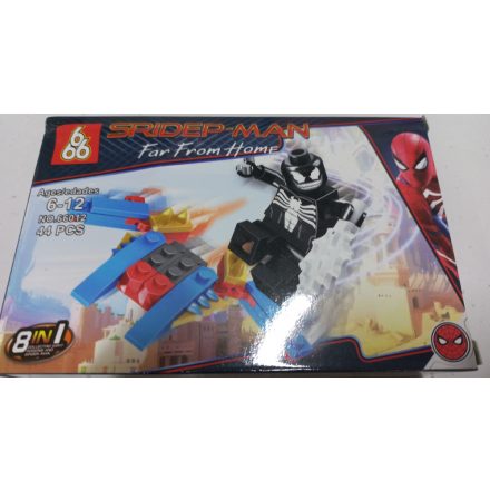 Lego-kompatibilis műanyag építőjáték, 44 db-os - Fekete Pókember - Spiderman - ÚJ