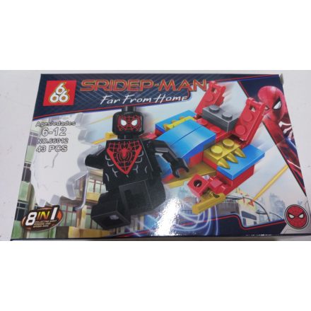 Lego-kompatibilis műanyag építőjáték, 43 db-os - Fekete Pókember - Spiderman - ÚJ