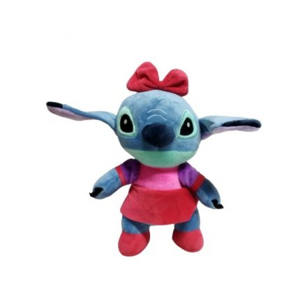 Kék plüss figura, rózsaszín-piros ruhás - Lilo és Stitch - ÚJ